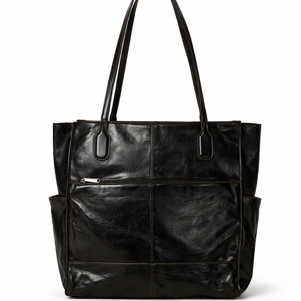 Natural HOBO Maverick Leather Tote Bag with Exterior Zip Pocket - Picture 2 of 6